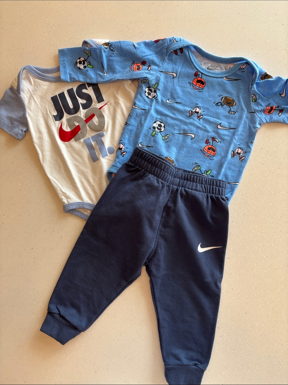 Nike Infant Blue Sports Bodysuits & Navy Joggers Set